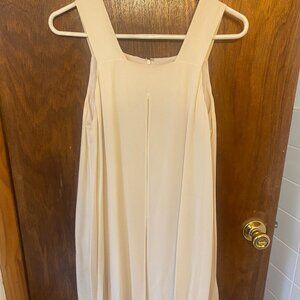 Theory Lylin Ivory 100% Silk Double Georgette Sleeveless Layered Mini Dress 8